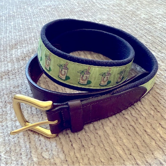 Vineyard Vines Kentucky Derby Mint Julep Ribbon Belt Size 32 USA Made - Picture 1 of 8